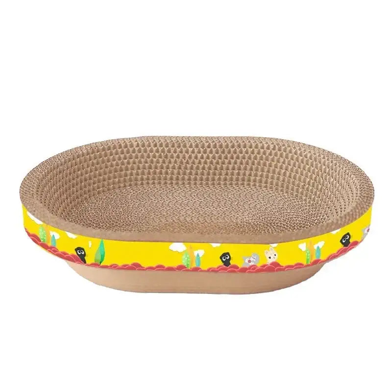 Cartoon yellow & brown cat scratch lounge bed living room toy