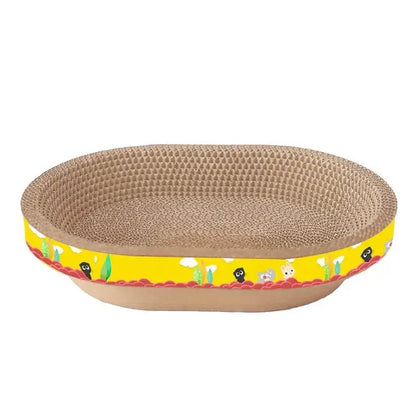 Cartoon yellow & brown cat scratch lounge bed living room toy