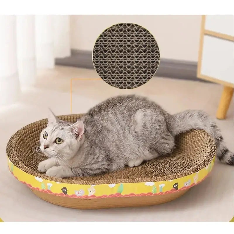 Cartoon yellow & brown cat scratch lounge bed living room toy