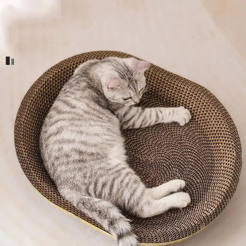 Cartoon yellow & brown cat scratch lounge bed living room toy