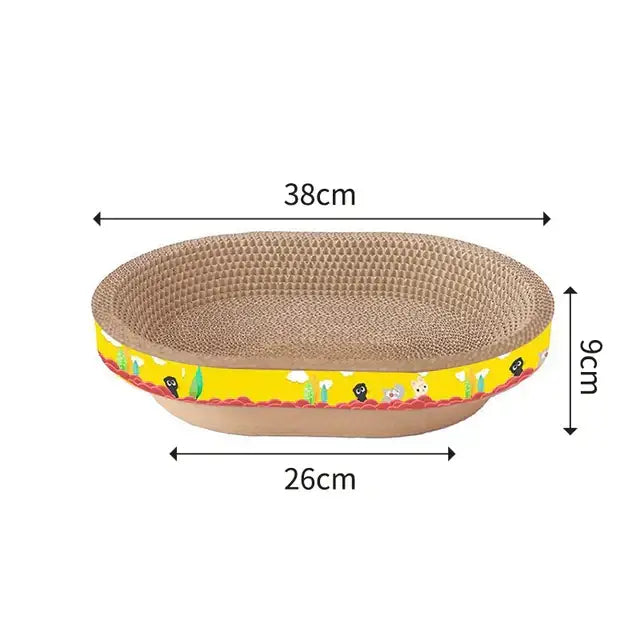 Cartoon yellow & brown cat scratch lounge bed living room toy