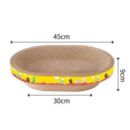 Cartoon yellow & brown cat scratch lounge bed living room toy