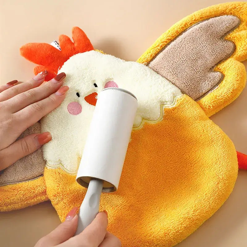 Cartoon yellow & white chicken coral velvet hand towel kitchen decor