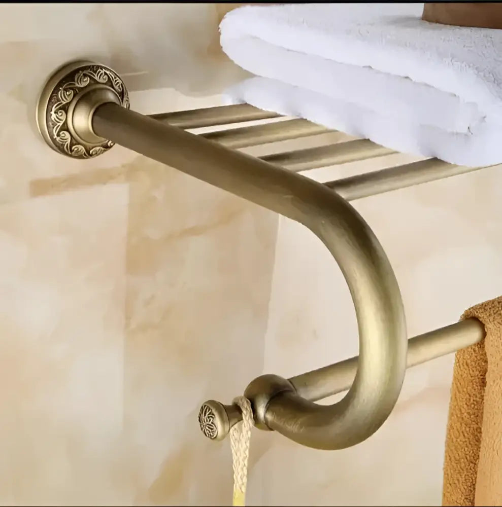 Carved antique bronze brass bathroom hardware set with wall lamps