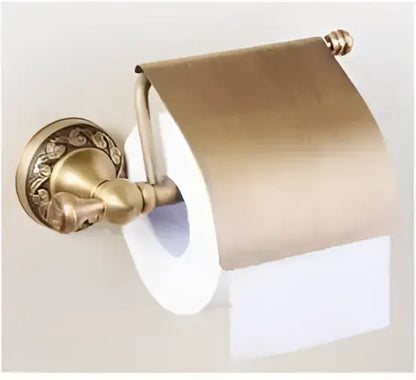 Carved antique bronze brass bathroom hardware set with wall lamps