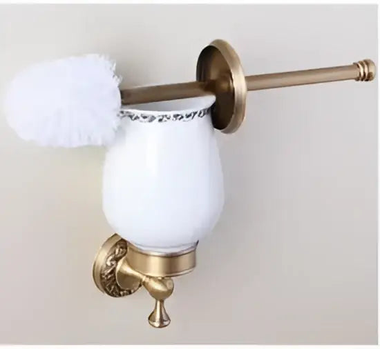 Carved antique bronze brass bathroom hardware set with wall lamps