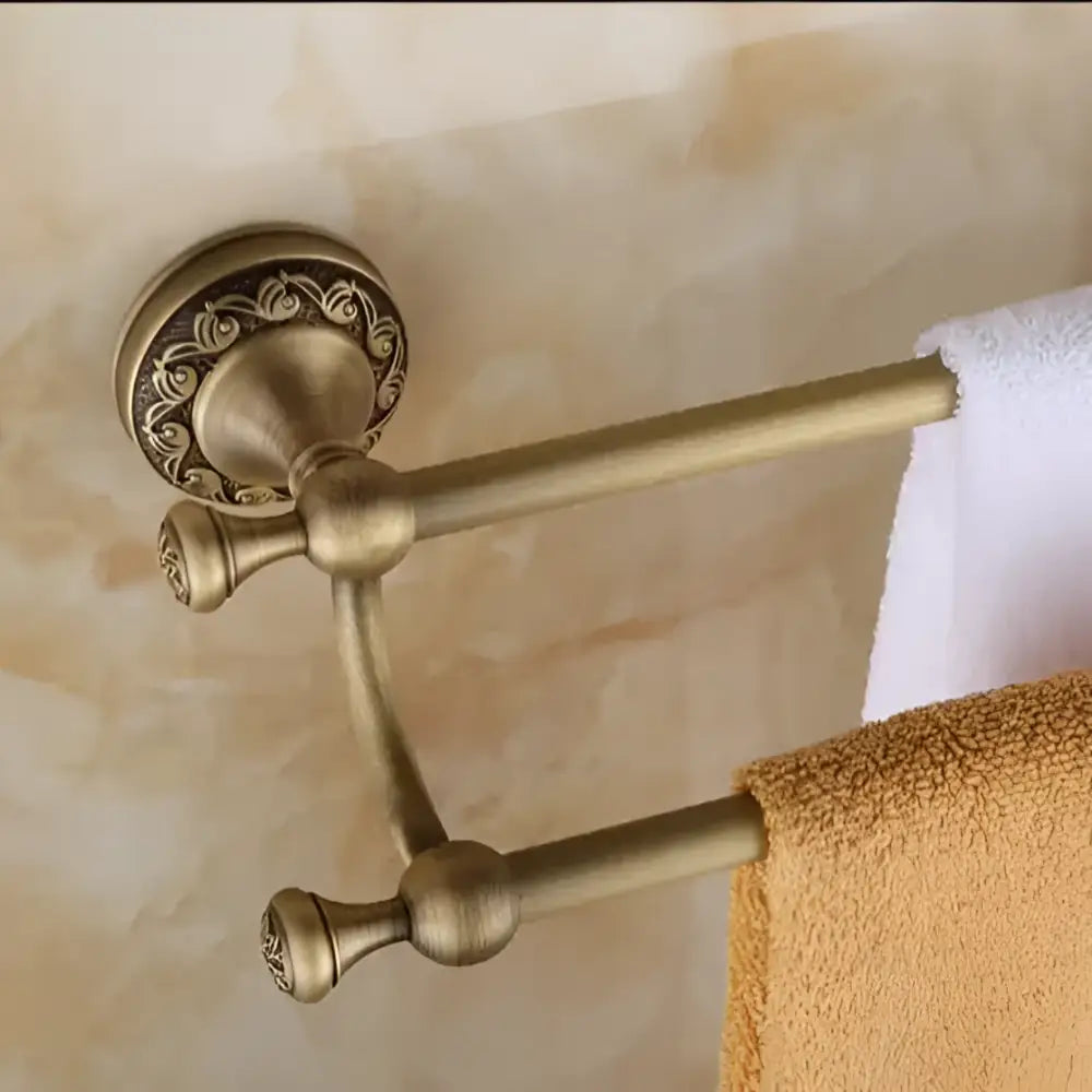 Carved antique bronze brass bathroom hardware set with wall lamps