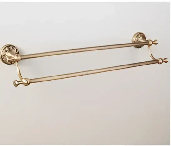 Carved antique bronze brass bathroom hardware set with wall lamps