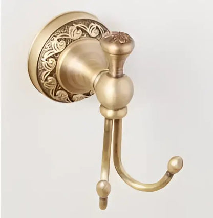 Carved antique bronze brass bathroom hardware set with wall lamps