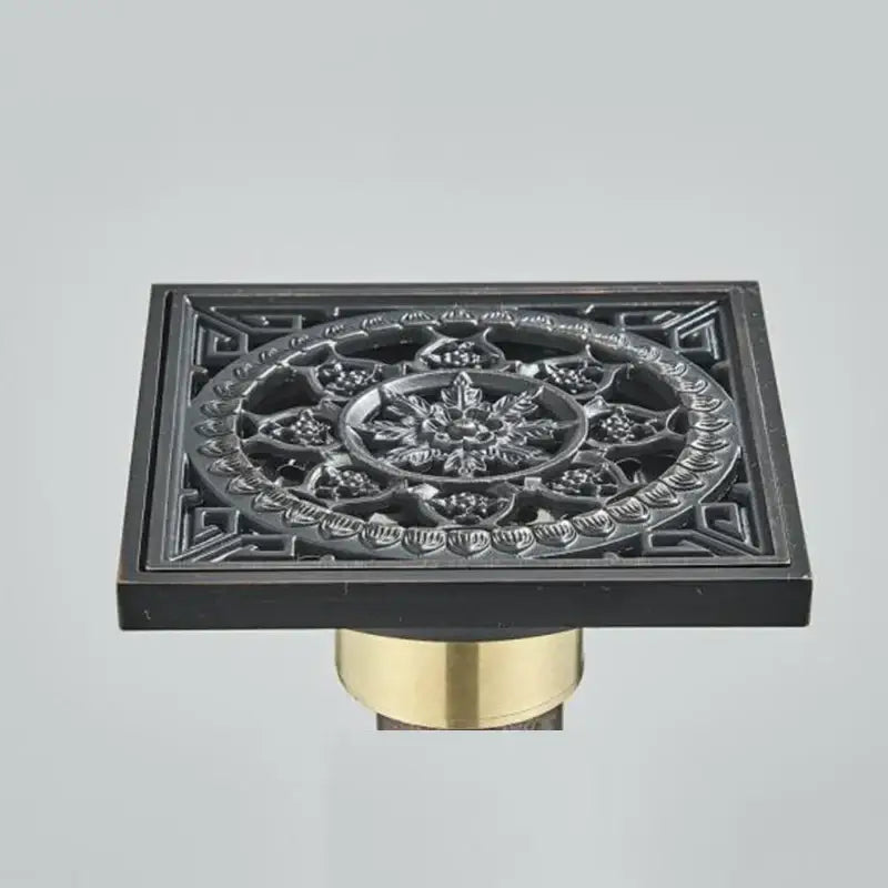 Carved black bronze anti-odor brass floor drain bathroom hardware