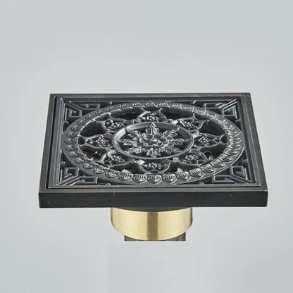Carved black bronze anti-odor brass floor drain bathroom hardware