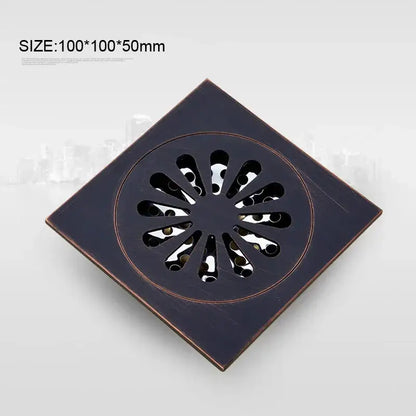 Carved black bronze anti-odor brass floor drain bathroom hardware