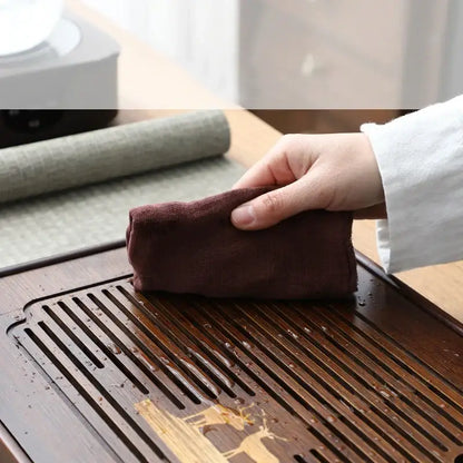 Carved deer dark brown bamboo tea tray dining room drainage board