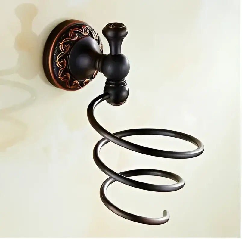 Carved flowers blackened copper bathroom set with white & gold ceramic
