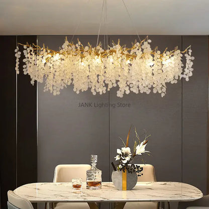 Cascading gold circular crystal chandelier living room pendant light