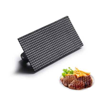 Cast iron steak press plate with grid pattern – kitchen meat tool