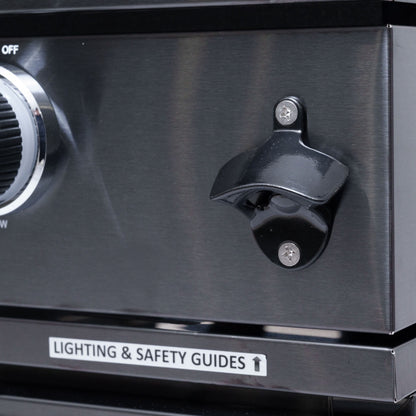Castelle Flame Premium Black Stainless Steel 4-Burner Gas Grill With Rotisserie Kit (SAK48157)