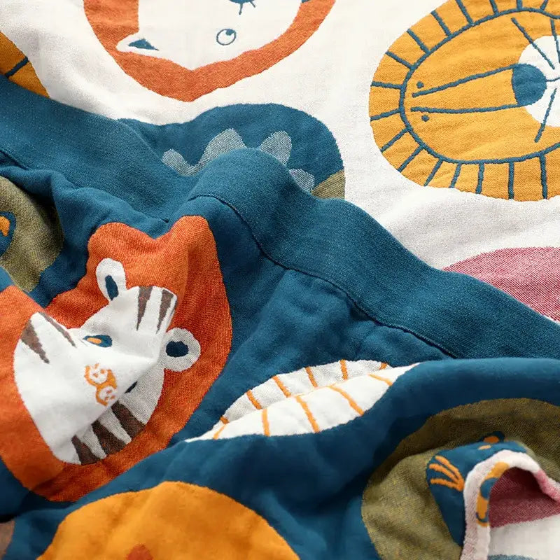 Cat cartoon animal pure cotton gauze towel blanket bedroom decor