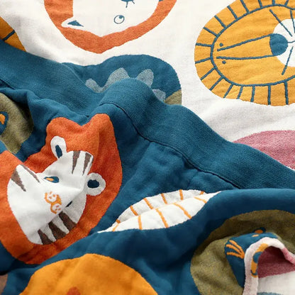 Cat cartoon animal pure cotton gauze towel blanket bedroom decor
