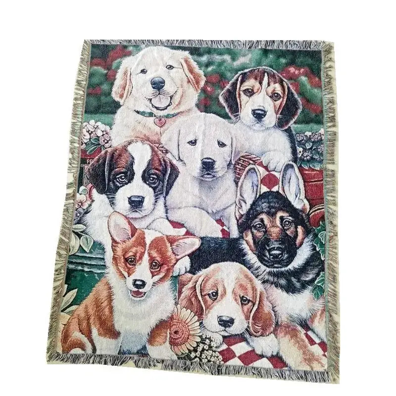 Cat sunflower knitted sofa cover living room multi-functional blanket