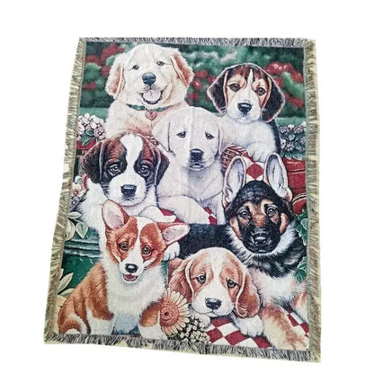 Cat sunflower knitted sofa cover living room multi-functional blanket