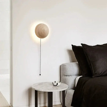 Cave stone yellow textured sphere wall lamp for bedroom ambiance