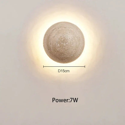 Cave stone yellow textured sphere wall lamp for bedroom ambiance