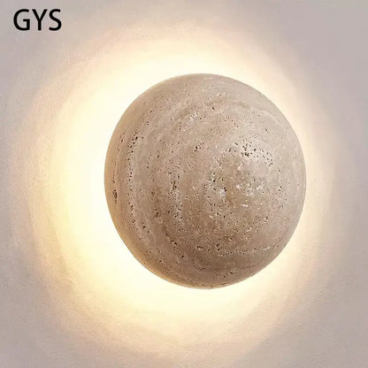 Cave stone yellow textured sphere wall lamp for bedroom ambiance