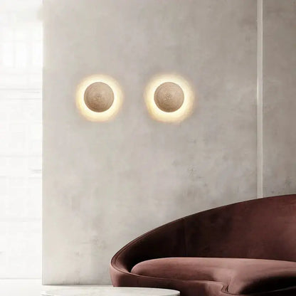 Cave stone yellow textured sphere wall lamp for bedroom ambiance