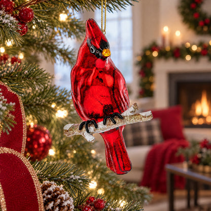 Cardinal Glass Christmas Ornament