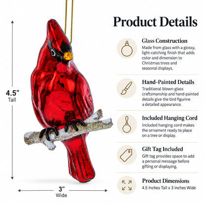 Cardinal Glass Christmas Ornament