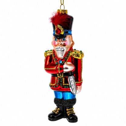 Nutcracker Soldier Glass Christmas Ornament