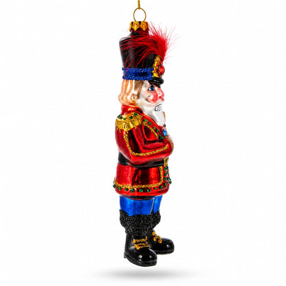 Nutcracker Soldier Glass Christmas Ornament
