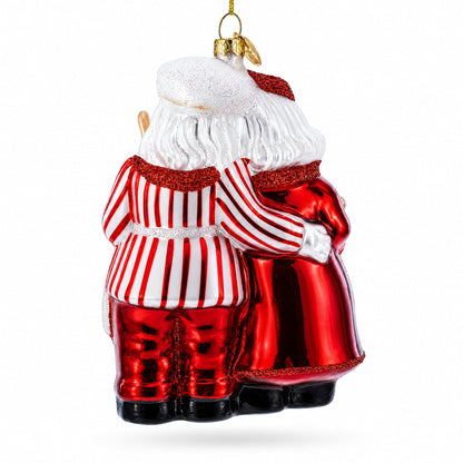 Mr. and Mrs. Santa Baking Cake Glass Christmas Ornament