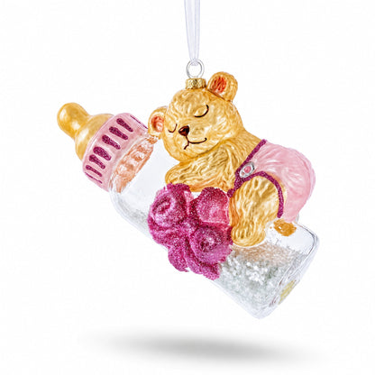 Bear Baby's First Glass Christmas Ornament