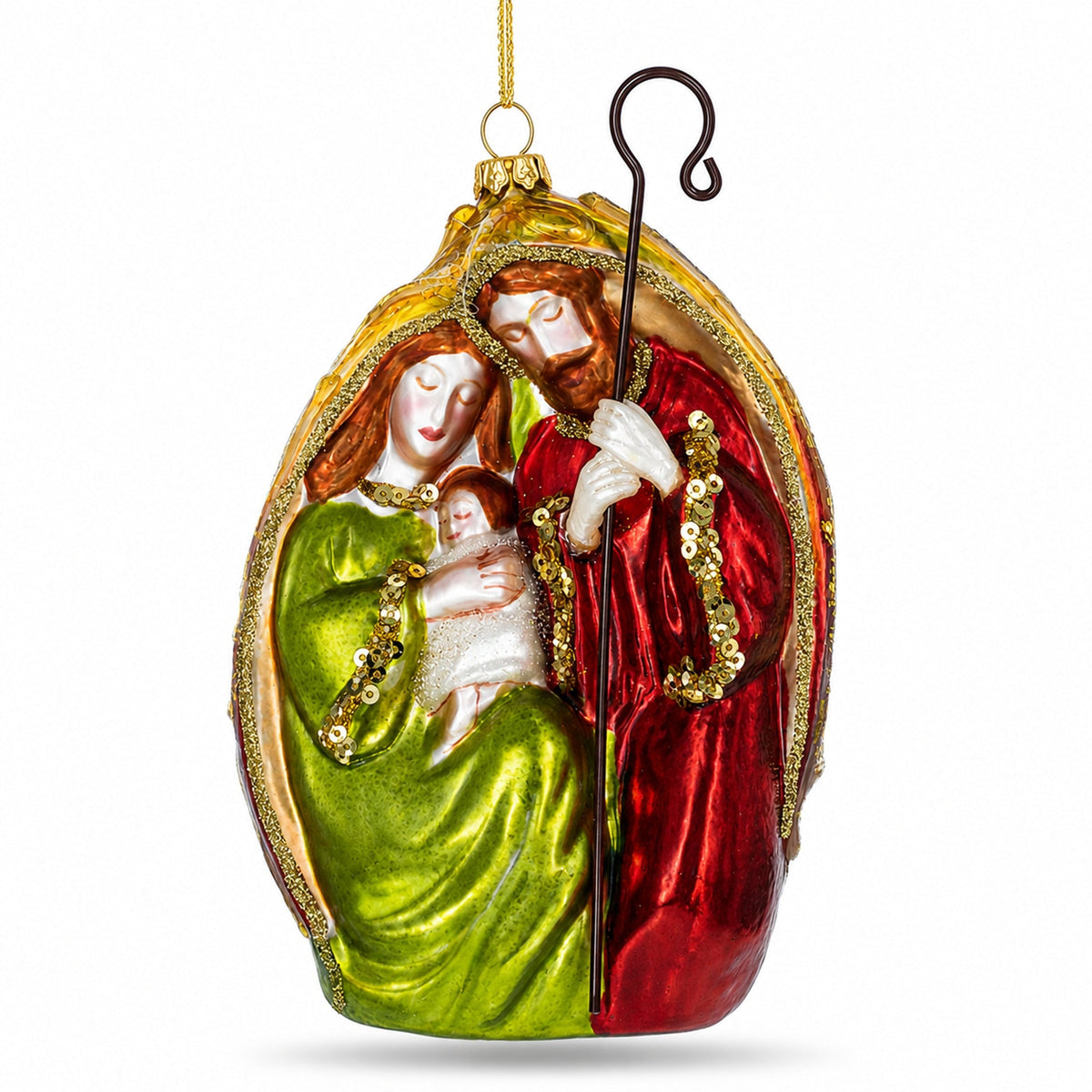 Nativity Scene Glass Christmas Ornament