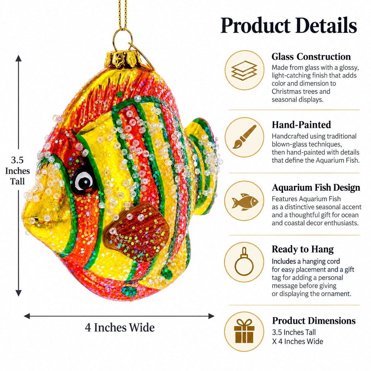 Aquarium Fish Glass Christmas Ornament