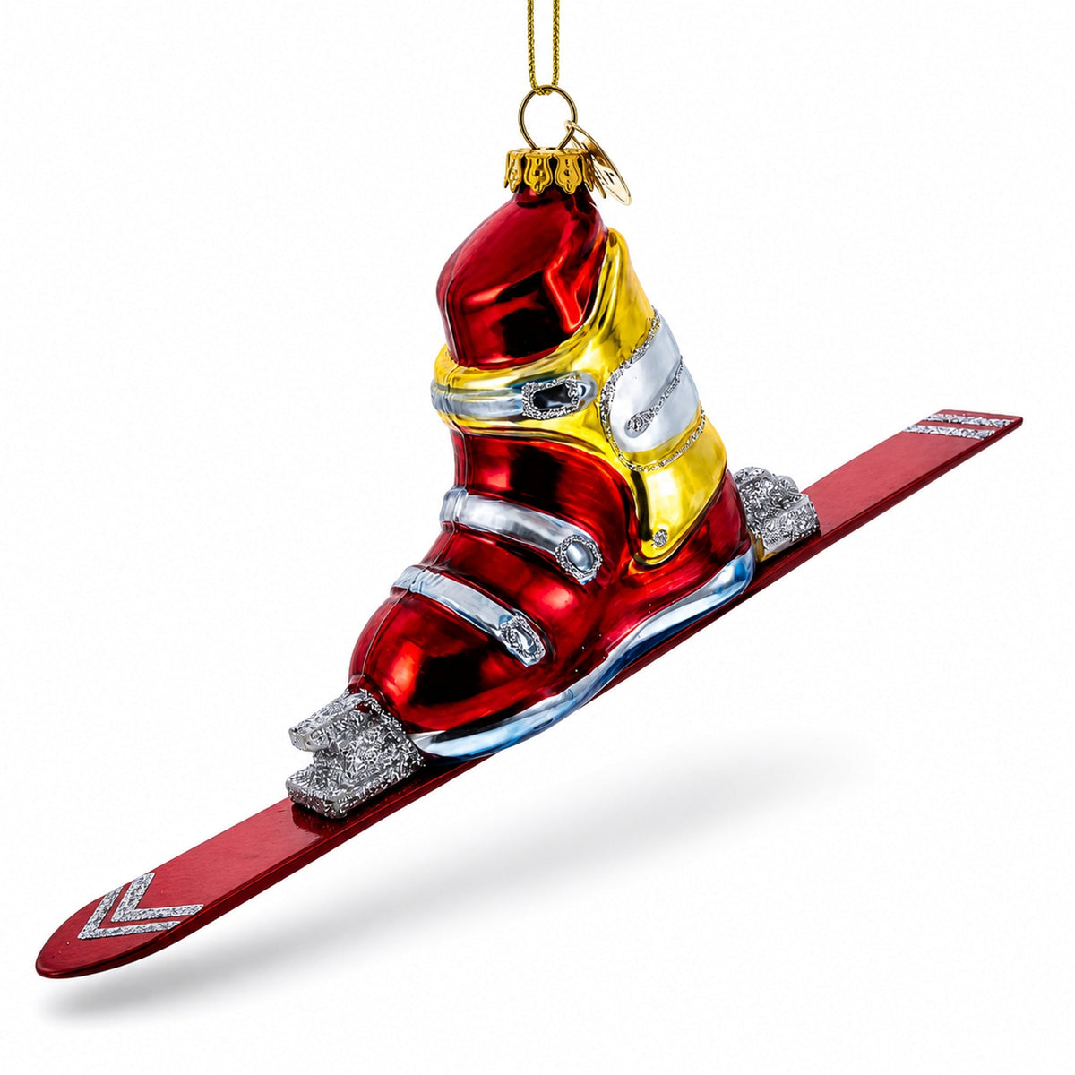 Ski Boot Glass Christmas Ornament