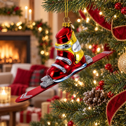Ski Boot Glass Christmas Ornament