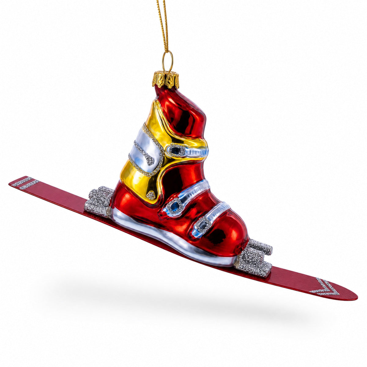 Ski Boot Glass Christmas Ornament
