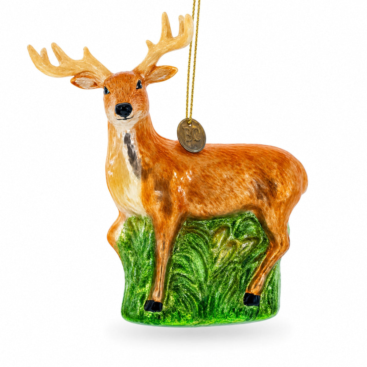 White-Tailed Deer Glass Christmas Ornament