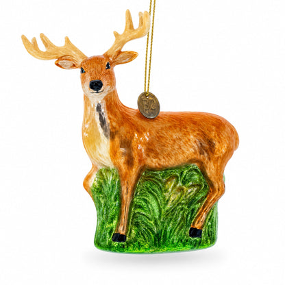 White-Tailed Deer Glass Christmas Ornament