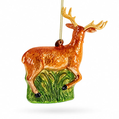 White-Tailed Deer Glass Christmas Ornament