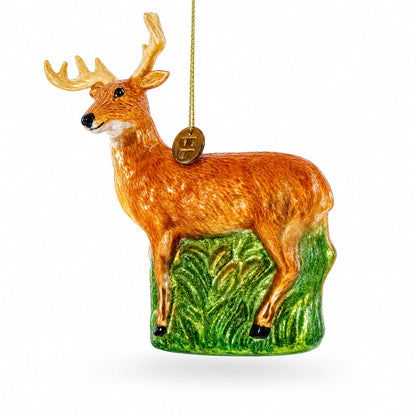 White-Tailed Deer Glass Christmas Ornament