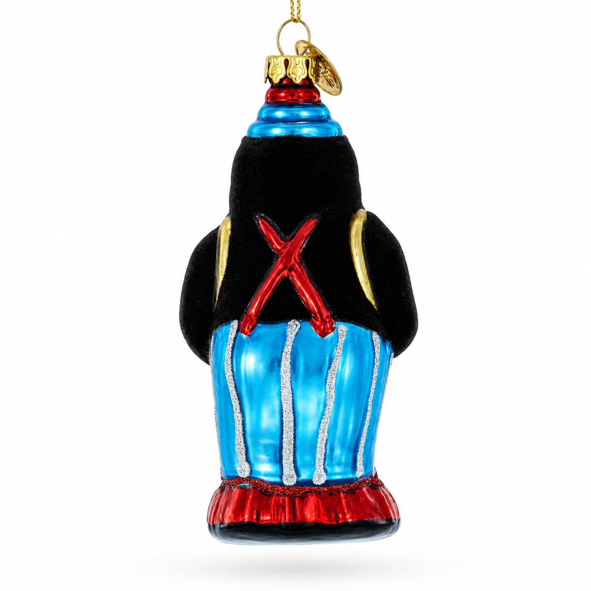 Fluffy Monkey Drumming Glass Christmas Ornament