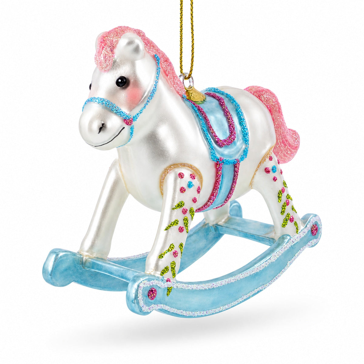 Baby’s First Rocking Horse Glass Christmas Ornament