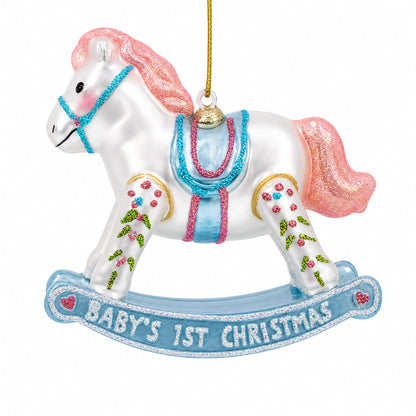 Baby’s First Rocking Horse Glass Christmas Ornament