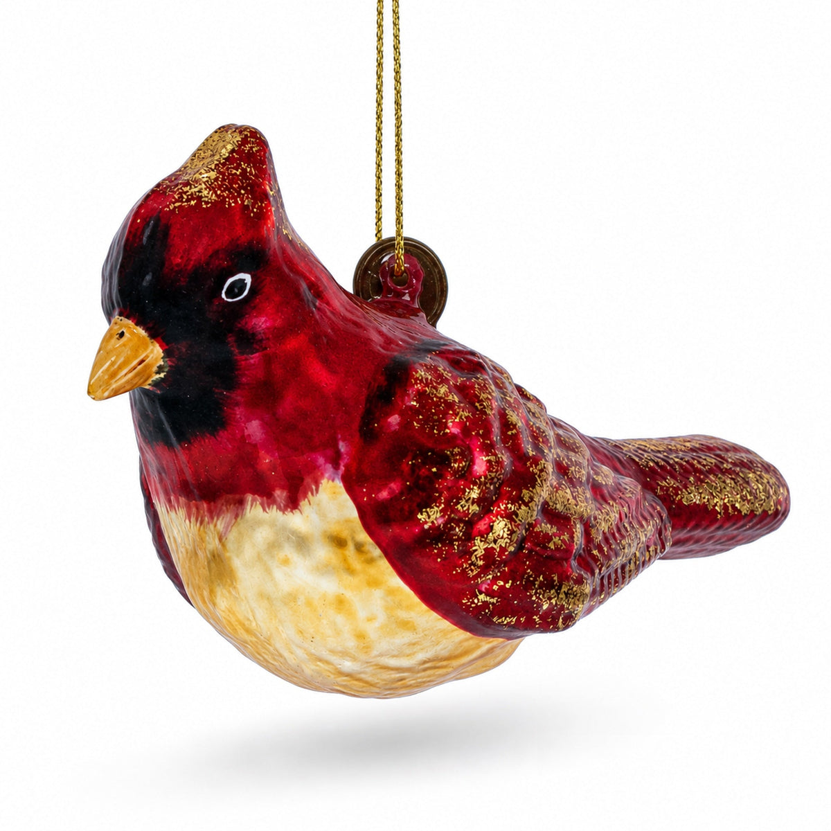 Red Cardinal Bird Glittered Glass Christmas Ornament