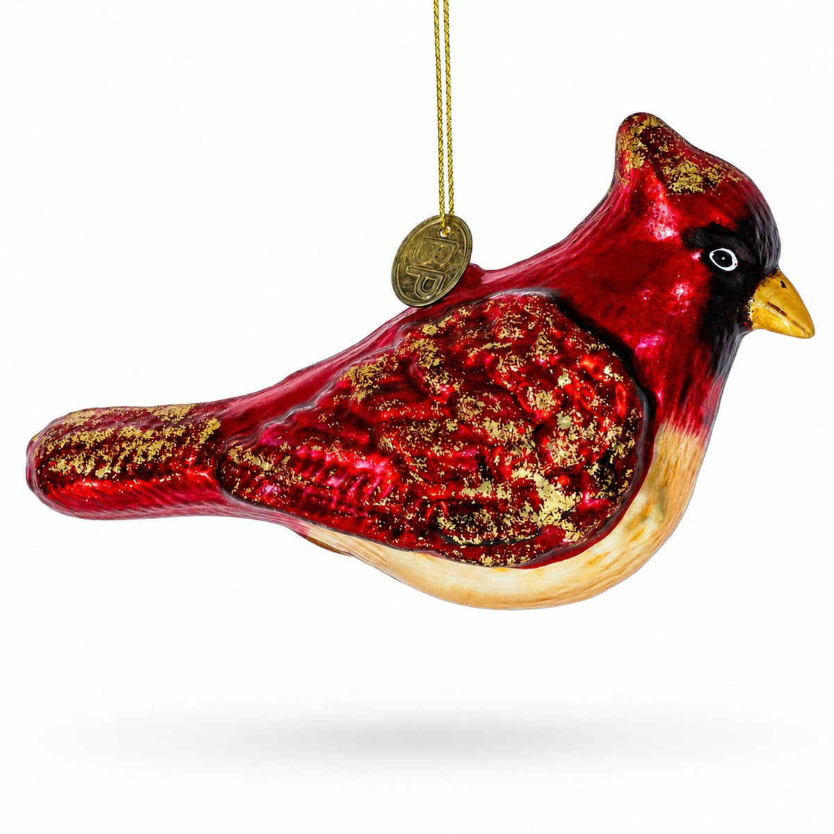 Red Cardinal Bird Glittered Glass Christmas Ornament
