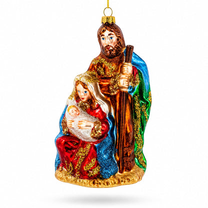 Sacred Holy Family Glass Christmas Ornament